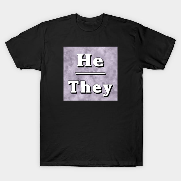 He-They Pronouns: Neutral Gray T-Shirt by Tiger Torre